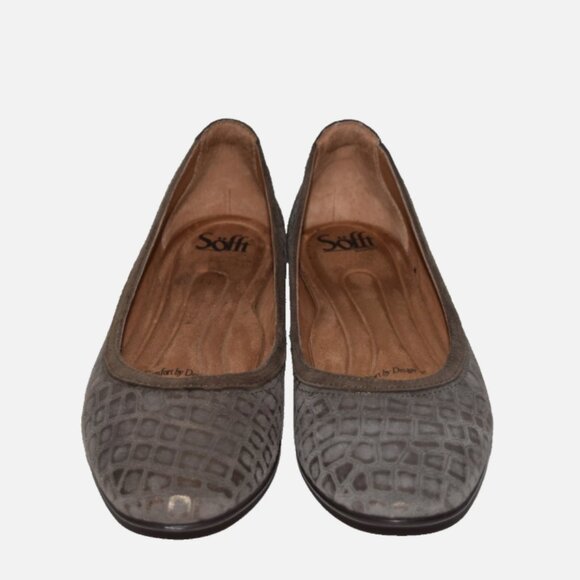 SOFFT Maretto Suede Leather Animal Print Gray Flats Size 8.5M - Picture 2 of 11